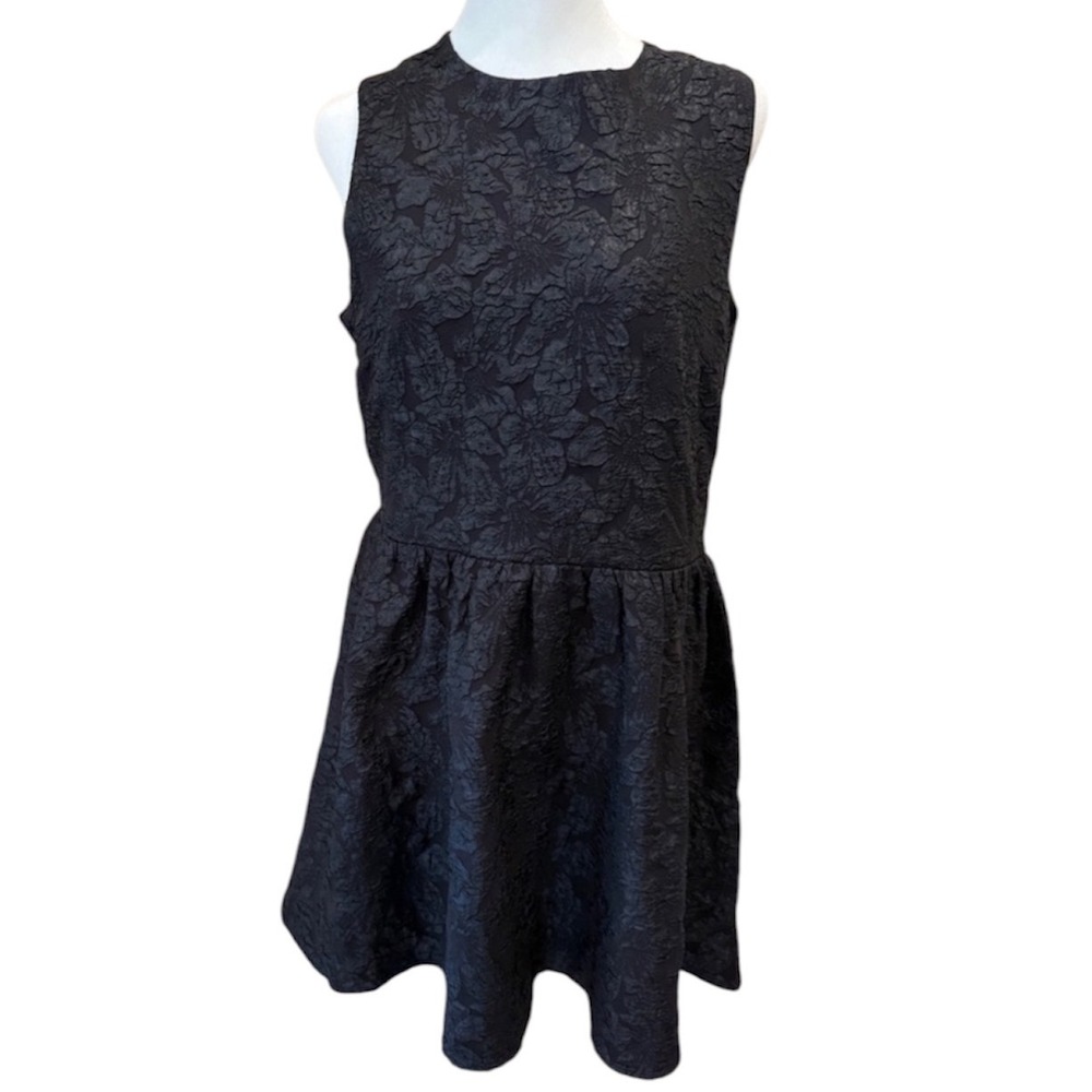 H&M Black Floral Jacquard Mini Dress Open Back Tie Sleeveless New M Homecoming